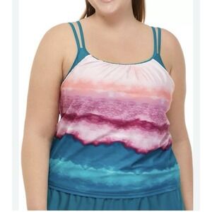 Ocean & Coast Plus Size 2X Teal Gradient Heat Tankini New